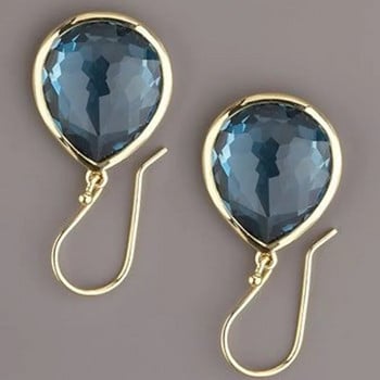 Модерни обеци с водни капки с морски сини циркониеви камъни Изящни златни цветни метални годежни сватбени висящи обеци за жени