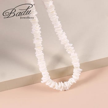 Κολιέ Badu Bohemia Λευκό φυσικό κέλυφος Ακανόνιστο χαλίκι με τσόκερ κοχύλι τσόκερ μόδα Καλοκαίρι κοσμήματα παραλίας Puka κολιέ Γυναικεία
