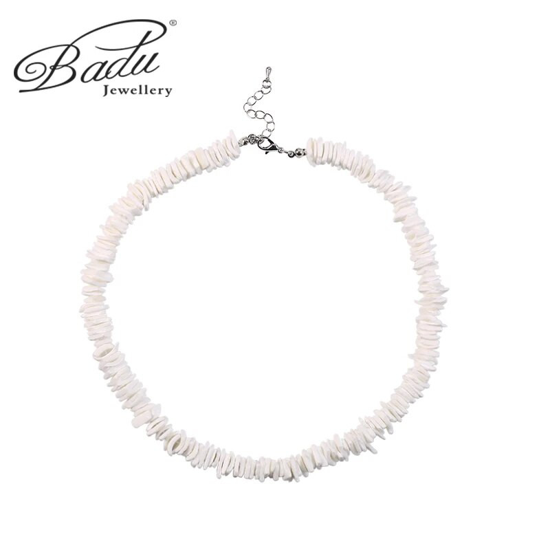 Badu Bohemia Bijela ogrlica od prirodnih školjki Nepravilan šljunak Chip Shell Choker Modni ljetni nakit za plažu Puka ogrlice Žene