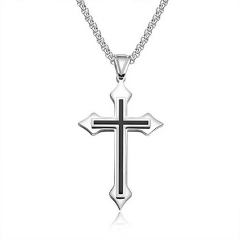 Μόδα Ανδρικό σταυρωτό κολιέ με αλυσίδα Προσωποποιημένο κοσμήματα σταυρού Θρησκευτικό μενταγιόν κολιέ για άνδρες Δώρο επετείου γενεθλίων