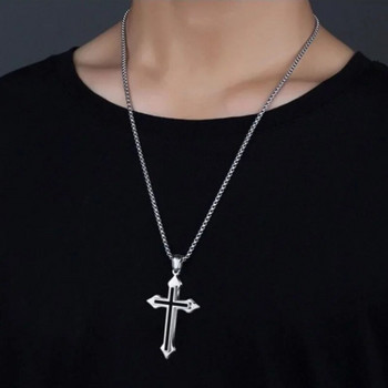 Μόδα Ανδρικό σταυρωτό κολιέ με αλυσίδα Προσωποποιημένο κοσμήματα σταυρού Θρησκευτικό μενταγιόν κολιέ για άνδρες Δώρο επετείου γενεθλίων