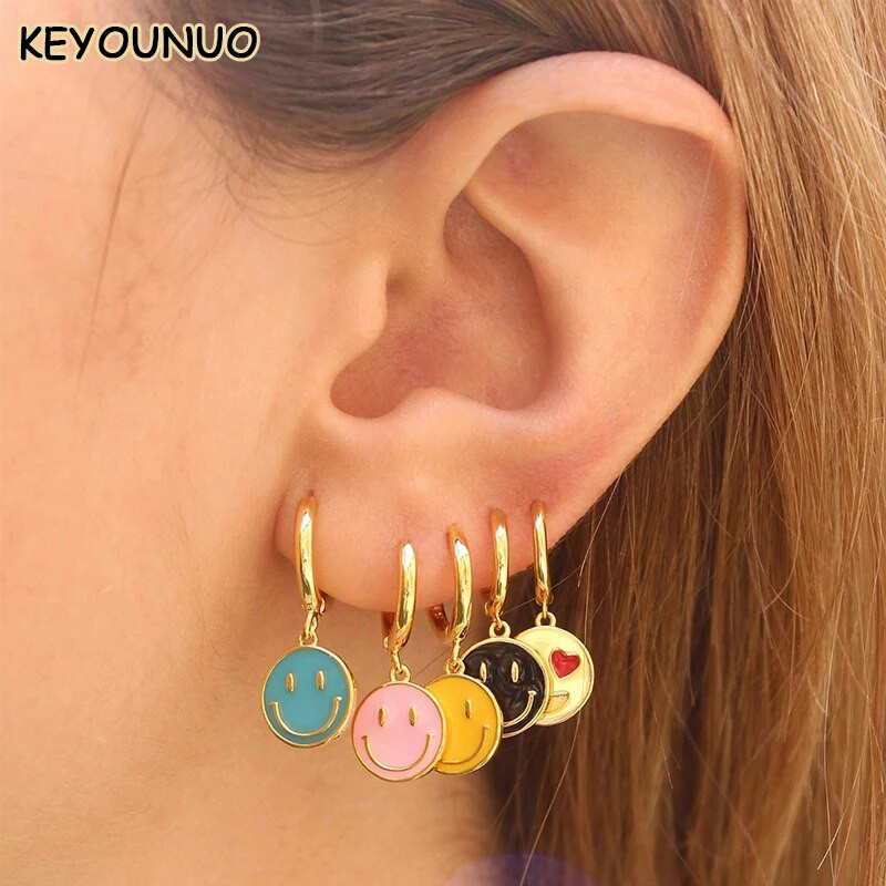 KEYOUNUO zlato srebrno ispunjeno CZ naušnice s obručima za žene Šarene emajlirane bombone Male ženske viseće naušnice Nakit Veleprodaja