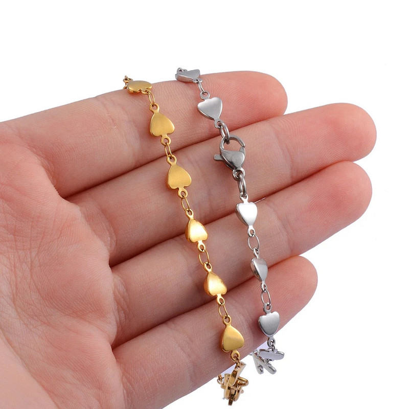 Ženska narukvica od nehrđajućeg čelika, slatkog i ljupkog oblika srca, prikladna za djevojčice za kombiniranje s modernim nakitom visoke kvalitete