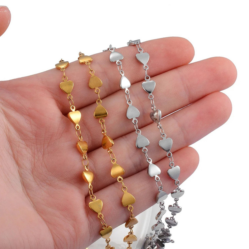 Ženska narukvica od nehrđajućeg čelika, slatkog i ljupkog oblika srca, prikladna za djevojčice za kombiniranje s modernim nakitom visoke kvalitete