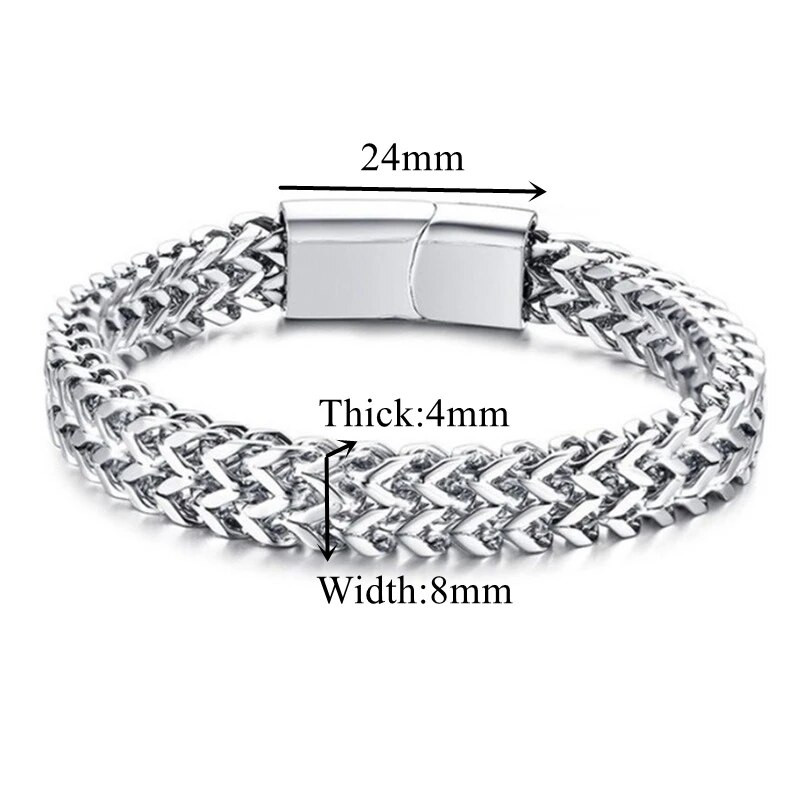 Srebrna boja Franco lanac Narukvica od nehrđajućeg čelika za muškarce Trend nakit s magnetskom kopčom Metalna narukvica Muški dar