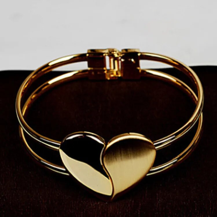Vintage modna višeslojna lančana narukvica s dvostrukim srcem za žene Ljubavno srce Zlatna velika sjajna narukvica Nakit za zabavu Poklon