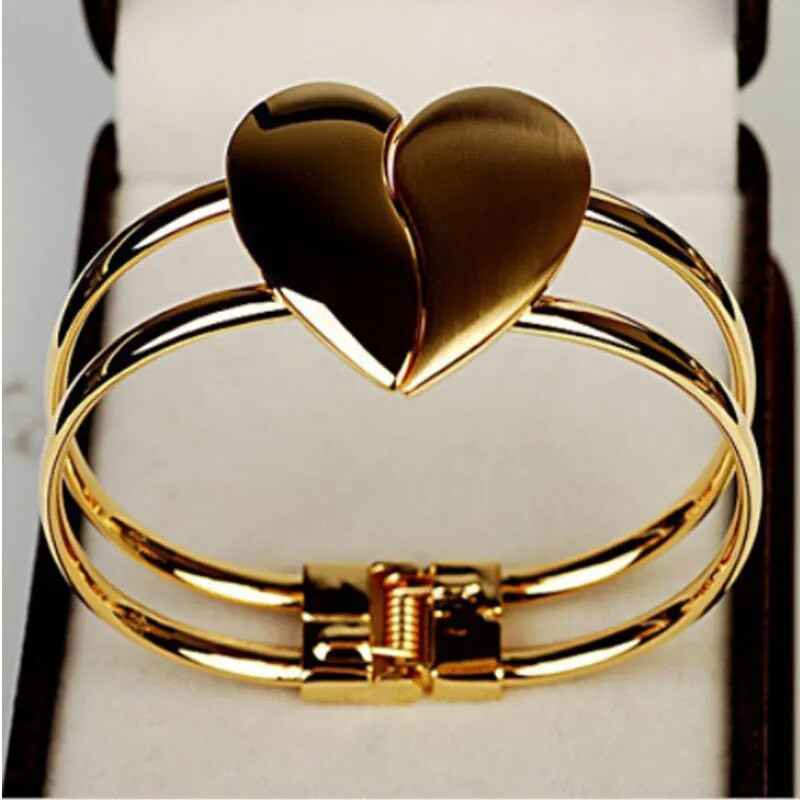 Vintage modna višeslojna lančana narukvica s dvostrukim srcem za žene Ljubavno srce Zlatna velika sjajna narukvica Nakit za zabavu Poklon