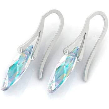 Луксозни сребърни обеци с капковидни кристали в цвят Blue Aurora Borealis Висяща обеца с кука Парти бижута за жени Подарък