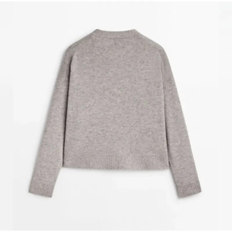 Divatos, szolid női kardigán őszi női vintage V-nyakú, egysoros kötött pulóver Elegáns, finom, hosszú ujjú zsebfelső