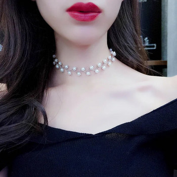 Απομίμηση μαργαριταριών τσόκερ Fairy γυναικεία κολιέ Κορεατική μόδα μαργαριτάρι μενταγιόν Κοσμήματα λαιμόκοψη Trend Διακόσμηση λαιμού για πάρτι