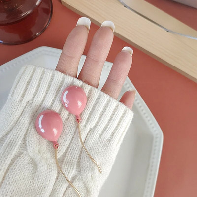 Djevojčica, ružičaste, slatke naušnice s balonom, smiješne duge naušnice, modne pretjerane kuglaste naušnice za žene, korejske modne naušnice