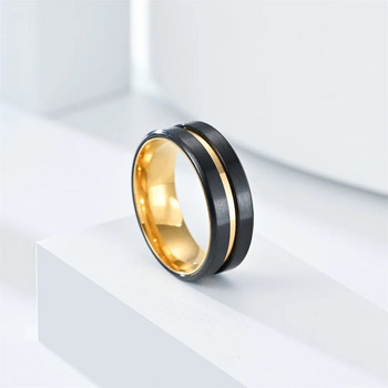 Ανδρικά δαχτυλίδια 8 χιλιοστών Μαύρο κίτρινο Κλασικό Επετειακό Αρραβώνα Γάμος Δώρα γενεθλίων απόκριες Ανδρικά κοσμήματα