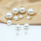 Jednostavne dvostruke velike male naušnice s imitacijom bisera Ženske okrugle kuglice Brincos Vjenčani nakit Rođendanski prijatelj Božićni dar