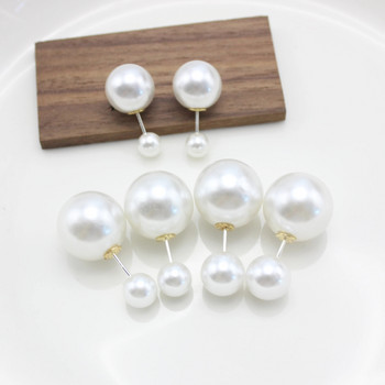 Обикновени двойни големи малки обеци с имитация на перли Дамски кръгли топки Brincos Сватбени бижута Рожден ден Приятел Коледен подарък