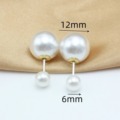 Jednostavne dvostruke velike male naušnice s imitacijom bisera Ženske okrugle kuglice Brincos Vjenčani nakit Rođendanski prijatelj Božićni dar