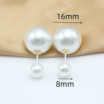 Jednostavne dvostruke velike male naušnice s imitacijom bisera Ženske okrugle kuglice Brincos Vjenčani nakit Rođendanski prijatelj Božićni dar