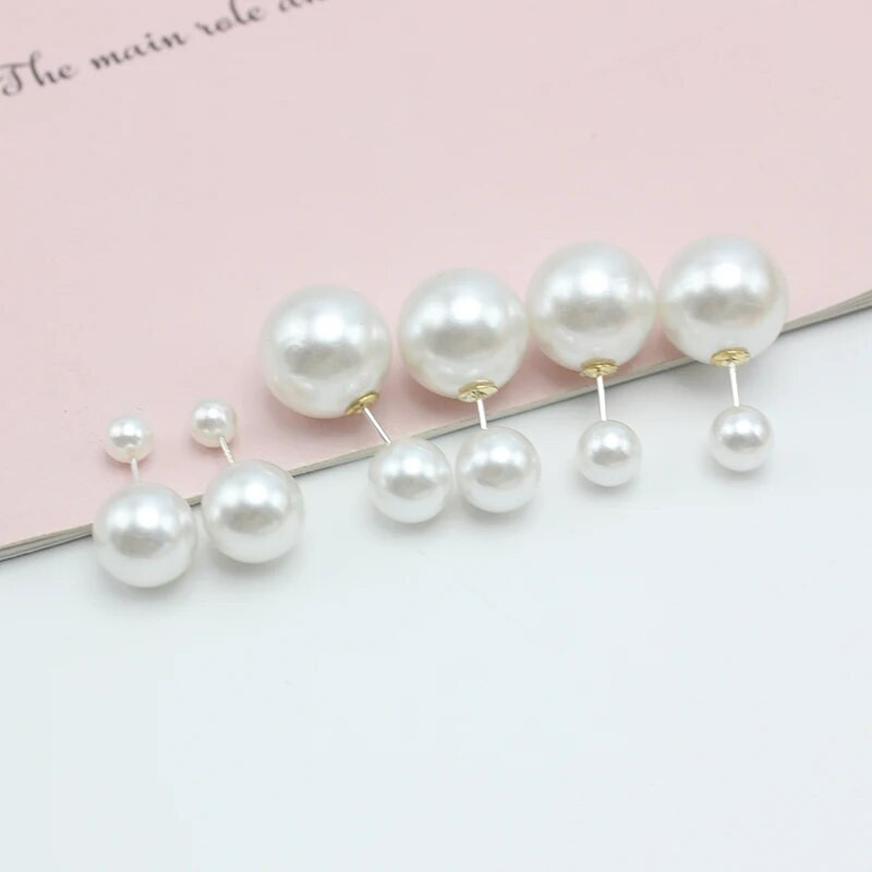 Jednostavne dvostruke velike male naušnice s imitacijom bisera Ženske okrugle kuglice Brincos Vjenčani nakit Rođendanski prijatelj Božićni dar