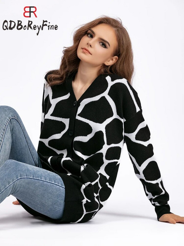 Női kötött kardigán téli őszi meleg hosszú ujjú felsők koreai vastag mintás kardigán kabát Alkalmi túlméretezett női pulóverek