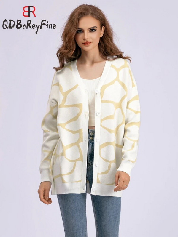 Női kötött kardigán téli őszi meleg hosszú ujjú felsők koreai vastag mintás kardigán kabát Alkalmi túlméretezett női pulóverek