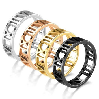 6 мм мъжки пръстени модни кухи бижута римски цифри неръждаема стомана персонализирани опростени аксесоари мъжки пръстени