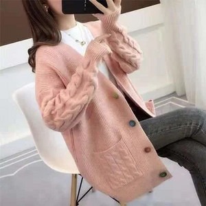 Ženski džemper veće veličine 2020. Jesen Zima V-izrez Jednoredno kopčanje Ležerni široki topli pleteni kaput Ženski Ropa Mujer 3XL