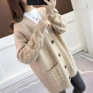 Ženski džemper veće veličine 2020. Jesen Zima V-izrez Jednoredno kopčanje Ležerni široki topli pleteni kaput Ženski Ropa Mujer 3XL