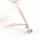 Modne, lijepe, sjajne ružičaste duge zečje uši s glaziranim metalnim dizajnom naušnice za žene, djevojke, poklon za zabavu