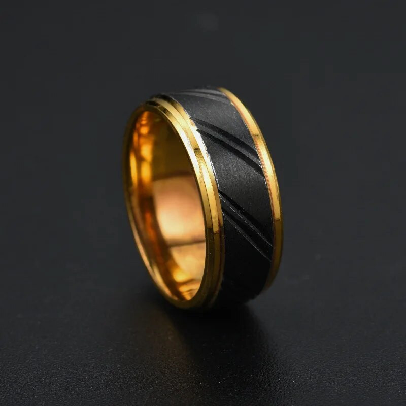 8 mm Muški prstenovi Groove Black Domining Creativity Punk Hip Hop Zaručnički godišnjica vjenčanja Muški rođendanski darovi