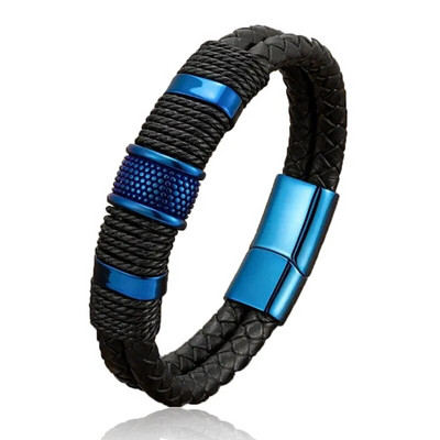 Luksusa vintage daudzslāņu brūns īstas ādas vīriešu rokassprādze akmens pērlīšu rokassprādze nerūsējošā tērauda rotaslietas vīriešu rokas rokassprādze Dāvana