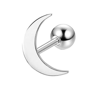 Náušnice z nehrdzavejúcej ocele s hviezdicovým tragusom, malá činka, mesiac, srdce, špirála, piercing do chrupavky, kvetinové šperky