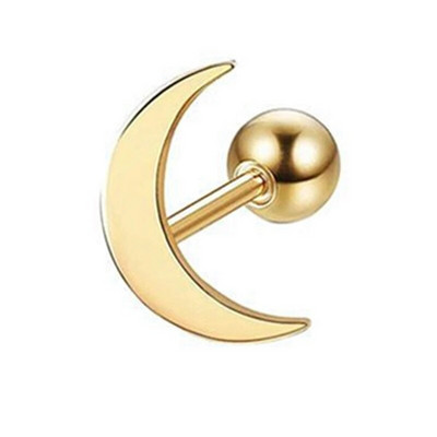 Náušnice z nehrdzavejúcej ocele s hviezdicovým tragusom, malá činka, mesiac, srdce, špirála, piercing do chrupavky, kvetinové šperky