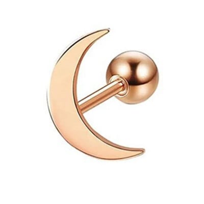 Náušnice z nehrdzavejúcej ocele s hviezdicovým tragusom, malá činka, mesiac, srdce, špirála, piercing do chrupavky, kvetinové šperky