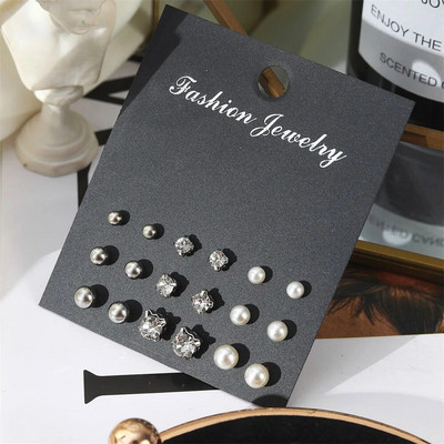 FNIO Novi komplet bisernih metalnih naušnica s korejskim modnim jednostavnim ženskim kristalnim naušnicama za djevojčice Ženski nakit Poklon