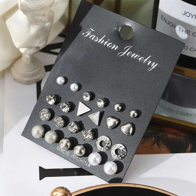 FNIO Novi komplet bisernih metalnih naušnica s korejskim modnim jednostavnim ženskim kristalnim naušnicama za djevojčice Ženski nakit Poklon