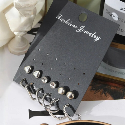 FNIO Novi komplet bisernih metalnih naušnica s korejskim modnim jednostavnim ženskim kristalnim naušnicama za djevojčice Ženski nakit Poklon