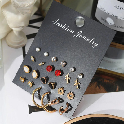 FNIO Novi komplet bisernih metalnih naušnica s korejskim modnim jednostavnim ženskim kristalnim naušnicama za djevojčice Ženski nakit Poklon