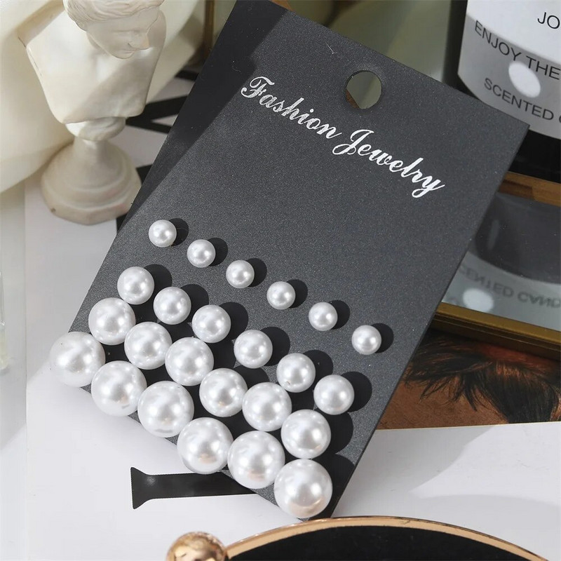 FNIO Novi komplet bisernih metalnih naušnica s korejskim modnim jednostavnim ženskim kristalnim naušnicama za djevojčice Ženski nakit Poklon