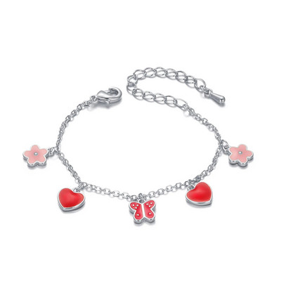 Ρυθμιζόμενο βραχιόλι δώρο Heart Love Butterfly Chain 2022 Trend Fashion Kid`s Jewelry Gift for girl Drop Shipping