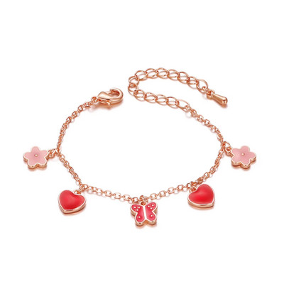 Ρυθμιζόμενο βραχιόλι δώρο Heart Love Butterfly Chain 2022 Trend Fashion Kid`s Jewelry Gift for girl Drop Shipping