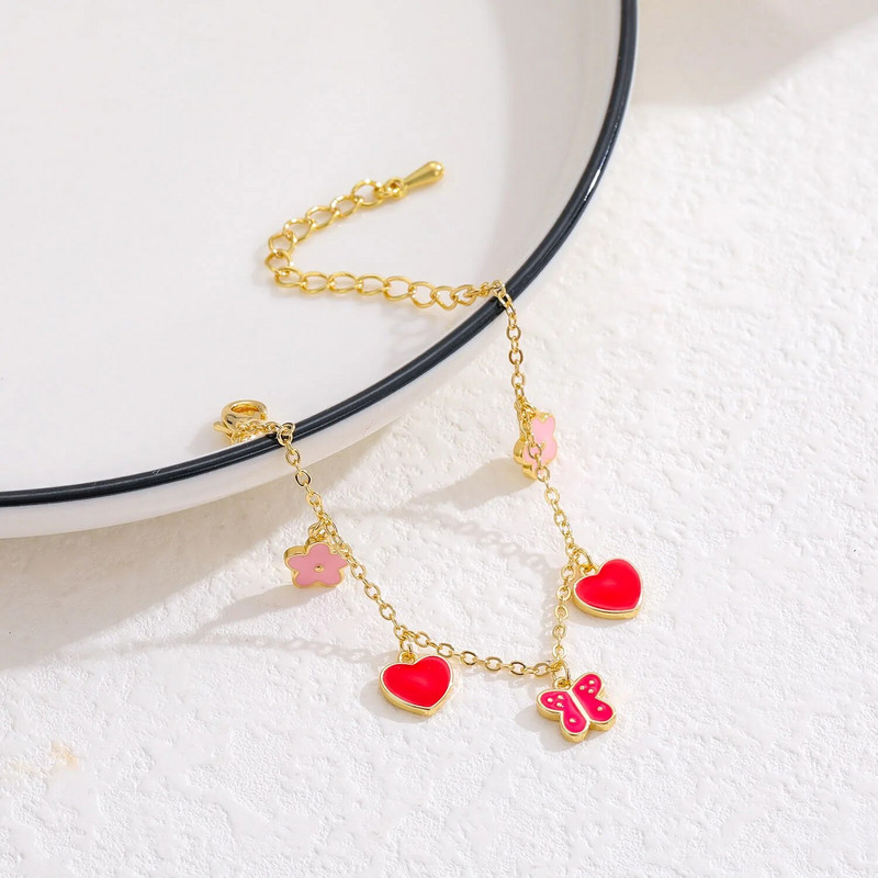 Heart Love Butterfly ķēdes regulējama rokassprādze Dāvana 2022 Trend Fashion Kid's Juvelierizstrādājumu dāvana meitenei Drop Shipping