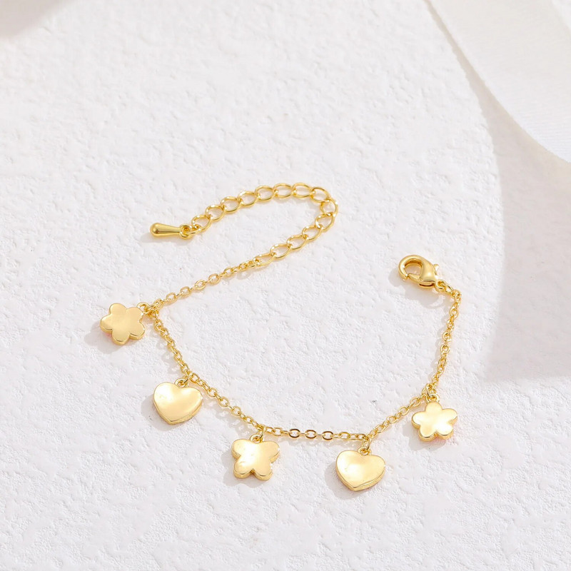 Heart Love Butterfly ķēdes regulējama rokassprādze Dāvana 2022 Trend Fashion Kid's Juvelierizstrādājumu dāvana meitenei Drop Shipping
