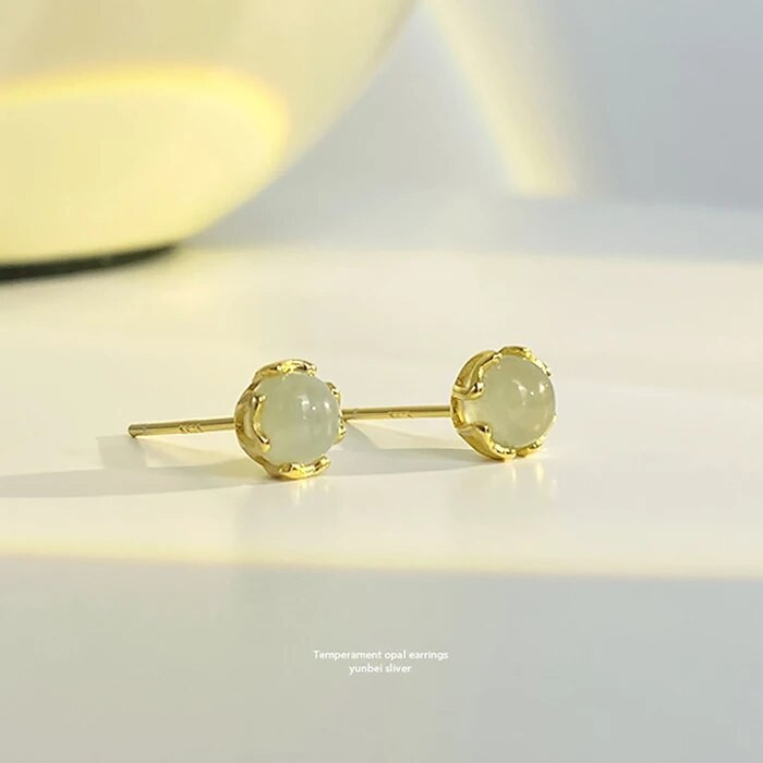 Male i izvrsne okrugle naušnice od zelenog žada zlatne boje za djevojke, poklon za svakodnevnu nošnju, nakit