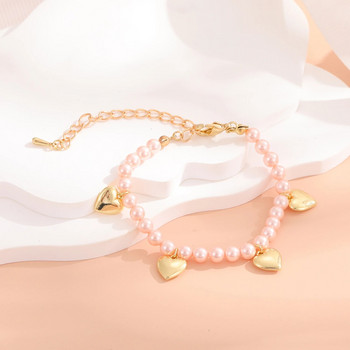 2023 Нова мода злато сребро розови мъниста със сърце Hamdmade гривна за деца бижута аксесоари празничен подарък