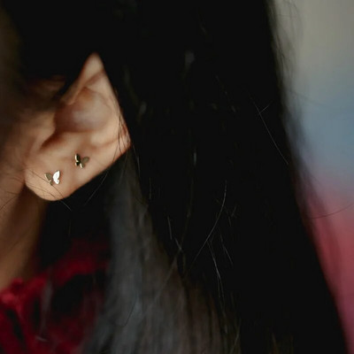 Korejski modni šarm, srebrne pozlaćene naušnice s leptirima za žene Izuzetna djevojka, naušnice s nitnama sa životinjama, nakit Pendientes Mujer