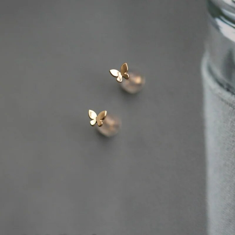 Korejski modni šarm, srebrne pozlaćene naušnice s leptirima za žene Izuzetna djevojka, naušnice s nitnama sa životinjama, nakit Pendientes Mujer