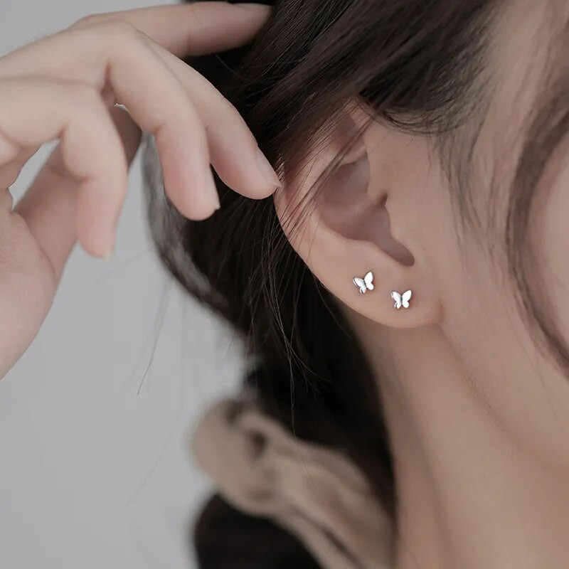 Korejski modni šarm, srebrne pozlaćene naušnice s leptirima za žene Izuzetna djevojka, naušnice s nitnama sa životinjama, nakit Pendientes Mujer