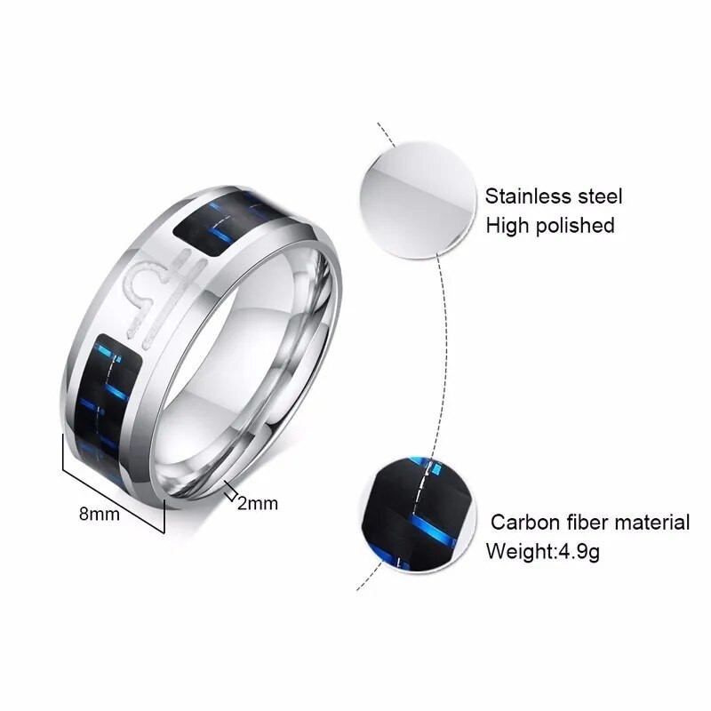 Vnox divpadsmit zvaigznāju gredzeni vīriešiem sievietēm 8 mm nerūsējošā tērauda anelis vīriešu klasiskais oglekļa šķiedras 12 horoskopa gredzens