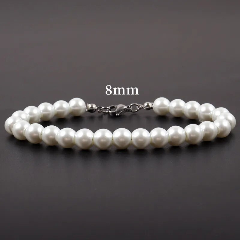 Jauna modes imitācijas pērļu ķēdes rokassprādze vīriešiem roku darbs klasiska nerūsējošā tērauda Figaro ķēdes rokassprādze vīriešiem rotaslietas dāvana