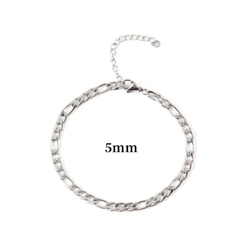 Jauna modes imitācijas pērļu ķēdes rokassprādze vīriešiem roku darbs klasiska nerūsējošā tērauda Figaro ķēdes rokassprādze vīriešiem rotaslietas dāvana