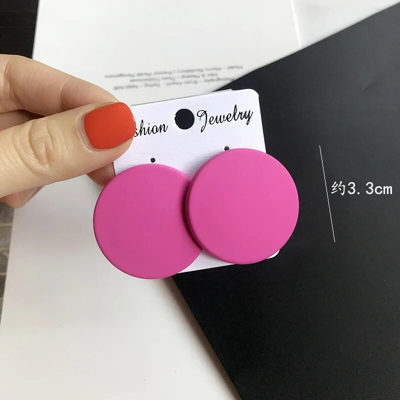 CWEEL Naušnice s nitnama za žene Trend Okrugli Statement Vintage veliki akrilni krug Boemski veliki geometrijski crveni dodaci u bojama